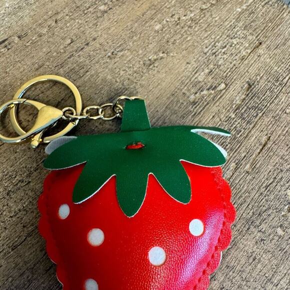 Red Strawberry Keychain Purse Charm Key Chain  NEW FAST SHIP - Picture 2 of 5